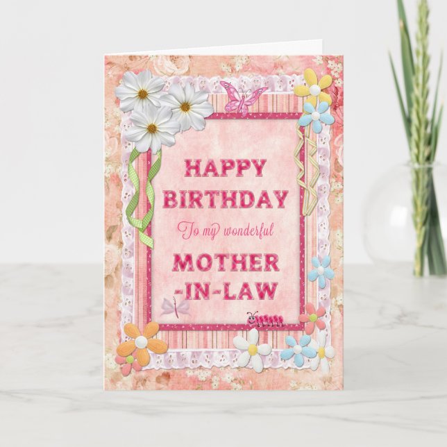 Para la suegra, tarjeta de cumpleaños del arte (Anverso)