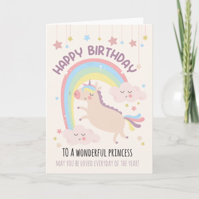 Para la tarjeta de cumpleaños de unicornio y arcoi (Anverso)