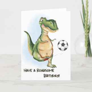 Para la tarjeta de cumpleaños T-Rex y futbolín
