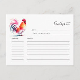Para la Tarjeta de Receta del Gallo de la Novia