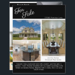 Para la venta de la lista de bienes raíces 2 hojas<br><div class="desc">Muestra tu anuncio en esta moda de una hoja de papel de dos lados con un acento negro. Envíe estos folletos elegantes a los clientes potenciales que compren su casa en su área de propiedades. Personalizar con el nombre de su empresa inmobiliaria y datos de contacto en la parte posterior....</div>