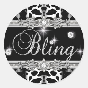 Para Lisa Bling Round Pegatina Small