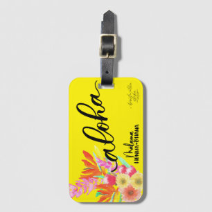 Para Maletas Aloha Amarillo Etiqueta Tropical - Malama Honua Oh