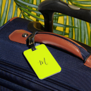 Para Maletas amarillo fluorescente - etiqueta de equipaje monog