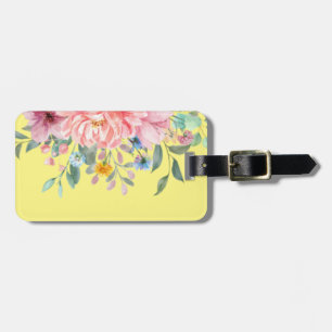 Para Maletas Amarillo soleado con etiqueta de equipaje de flore