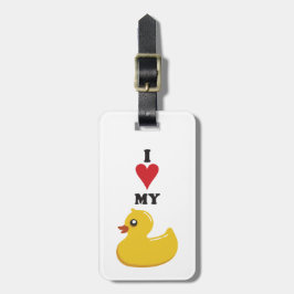 Para Maletas Amo mi etiqueta de goma del equipaje del pato