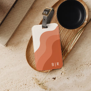 Para Maletas Boho Terracotta Monograma Iniciales Etiqueta de eq