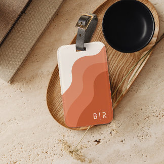 Para Maletas Boho Terracotta Monograma Iniciales Etiqueta de eq