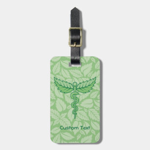 Para Maletas Caduceus con etiqueta de equipaje de fondo de hoja