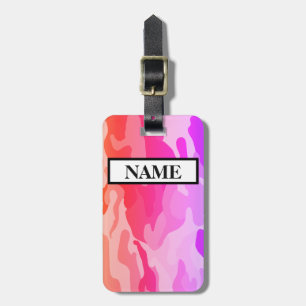 Para Maletas Camouflafe rosa , etiqueta de equipaje de nombre p