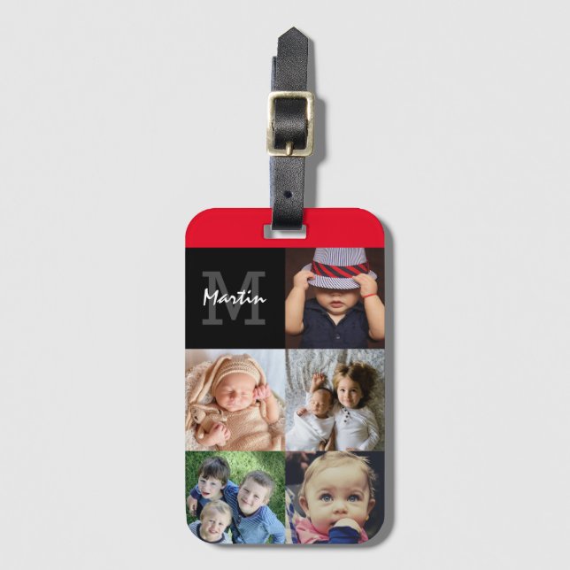 Para Maletas Carga tu etiqueta de equipaje monogramado de fotos (Anverso vertical)