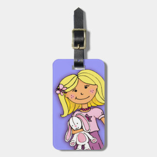 Para Maletas Chica rubio conejo morado niños con etiqueta de eq