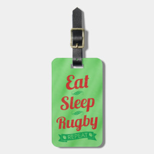 Para Maletas Comer, dormir, Rugby Repetir etiqueta de equipaje 
