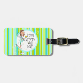 Para Maletas Comienzo del tenis con la etiqueta del bolso del