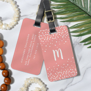 Para Maletas Confetti Dots Monograma Etiqueta de equipaje   Cor