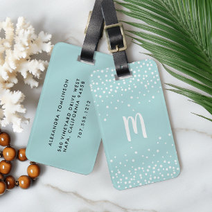 Para Maletas Confetti Dots Monograma Etiqueta de equipaje   Mar
