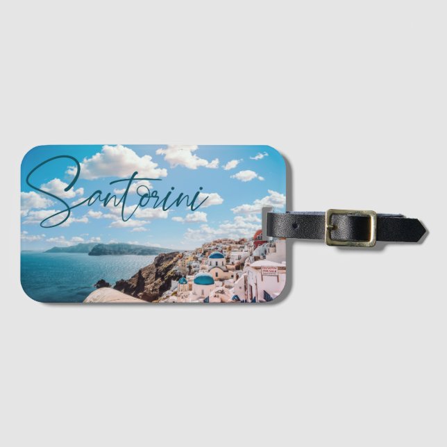 Para Maletas Cute Santorini - Etiqueta del equipaje de Grecia (Anverso horizontal)