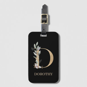 Para Maletas D Monograma Floral Etiqueta de equipaje personaliz