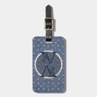 Para Maletas Denim Blue Decorative Monograma "X" Etiqueta de eq