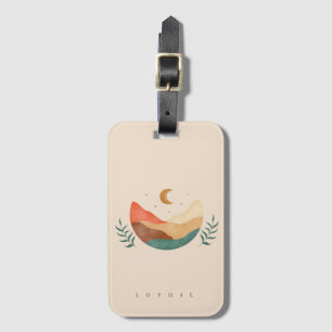 Para Maletas Diseño de montaña Boho con etiqueta de equipaje mo
