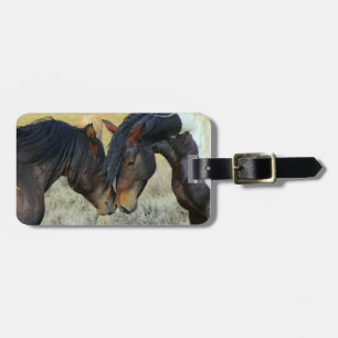 Para Maletas Dos caballos salvajes que tocan la etiqueta de equ