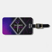 el rosa púrpura del estilista scissor la etiqueta