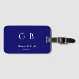 Para Maletas Elegante Etiqueta de Equipaje de Boda Azul Marino 