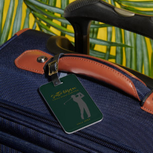 Para Maletas Elegante etiqueta de equipaje de golf verde oscuro
