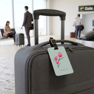 Para Maletas Elegante Rosa Floral Chic Estilosa Etiqueta de Equ