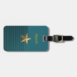 Para Maletas Estrella dorada en etiqueta de equipaje Verde azul