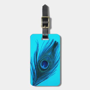 Para Maletas Etiqueta azul del equipaje de la pluma del pavo