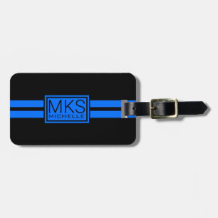 Para Maletas Etiqueta azul - Negro - RS Monogramada Etiqueta de