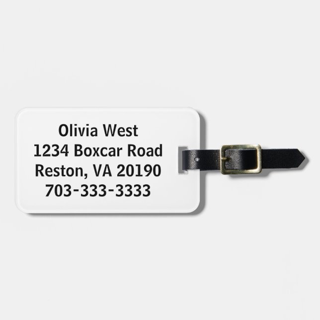Para Maletas Etiqueta blanca del bolso del equipaje (Frente Horizontal)