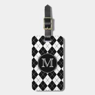Para Maletas Etiqueta blanco y negro del equipaje de Argyle del