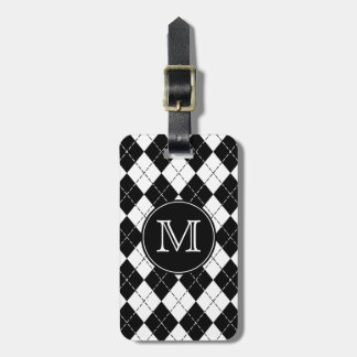 Para Maletas Etiqueta blanco y negro del equipaje de Argyle del