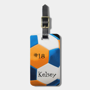 Para Maletas Etiqueta de bolsa de fútbol azul y Naranja