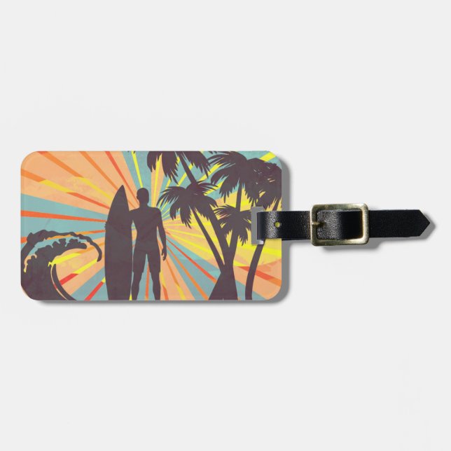 Para Maletas Etiqueta de bolsa de Surfer Dude (Frente Horizontal)