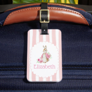 Para Maletas Etiqueta de bolsa escolar de niña con conejo flora