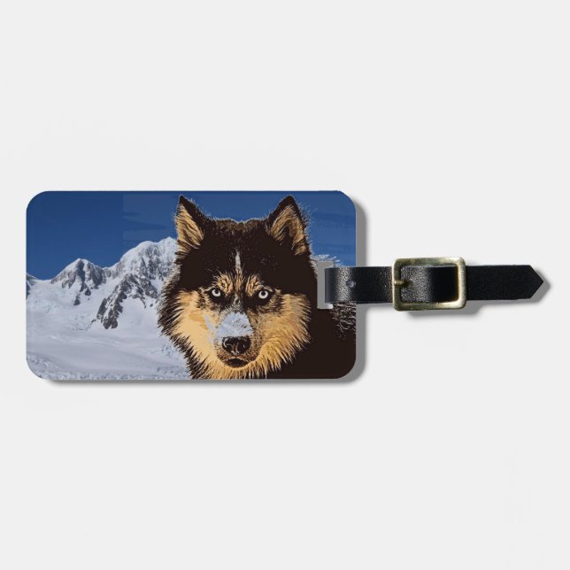 Para Maletas Etiqueta de bolsa Husky Siberian (Frente Horizontal)