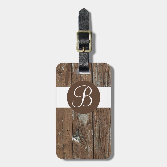 Para Maletas Etiqueta de encargo de madera rústica del equipaje (Frente Vertical)