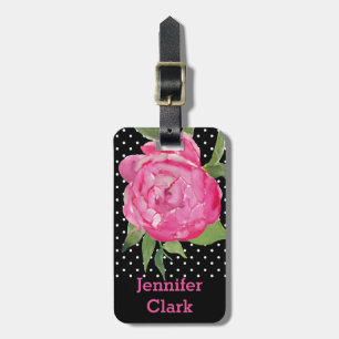 Para Maletas Etiqueta de encargo del equipaje del Peony rosado