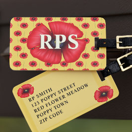 Para Maletas Etiqueta de equipaje amarillo con flor de adormide