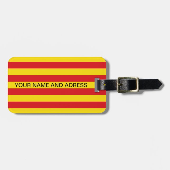 Para Maletas Etiqueta de equipaje con bandera de Cataluña (Frente Horizontal)
