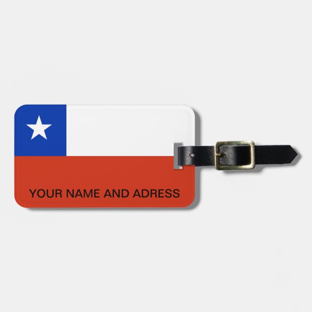 Para Maletas Etiqueta de equipaje con bandera de Chile (Frente Horizontal)