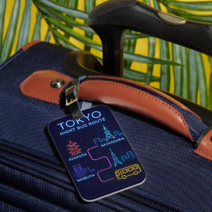 Para Maletas Etiqueta de equipaje con diseño neón de la ruta de