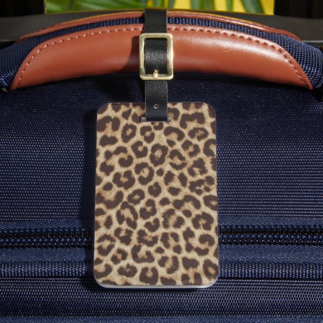 Para Maletas Etiqueta de equipaje con estampado de leopardo (Anverso In situ 2)