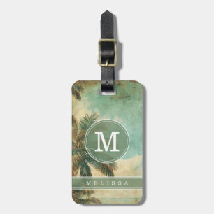 Para Maletas Etiqueta de equipaje con fondo de playa vintage