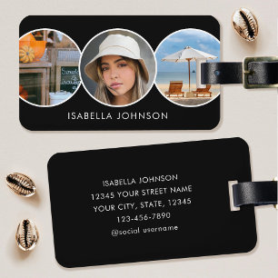Para Maletas Etiqueta de equipaje con foto personalizada modern