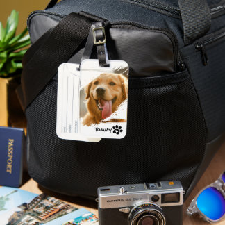 Para Maletas Etiqueta de equipaje con foto y nombre de mascota