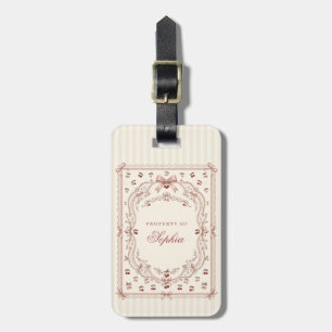 Para Maletas Etiqueta de equipaje con lazo de cereza personaliz